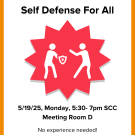 Poster featuring the text "Defend with Pride: Self Defense for All" in bold, empowering typography.